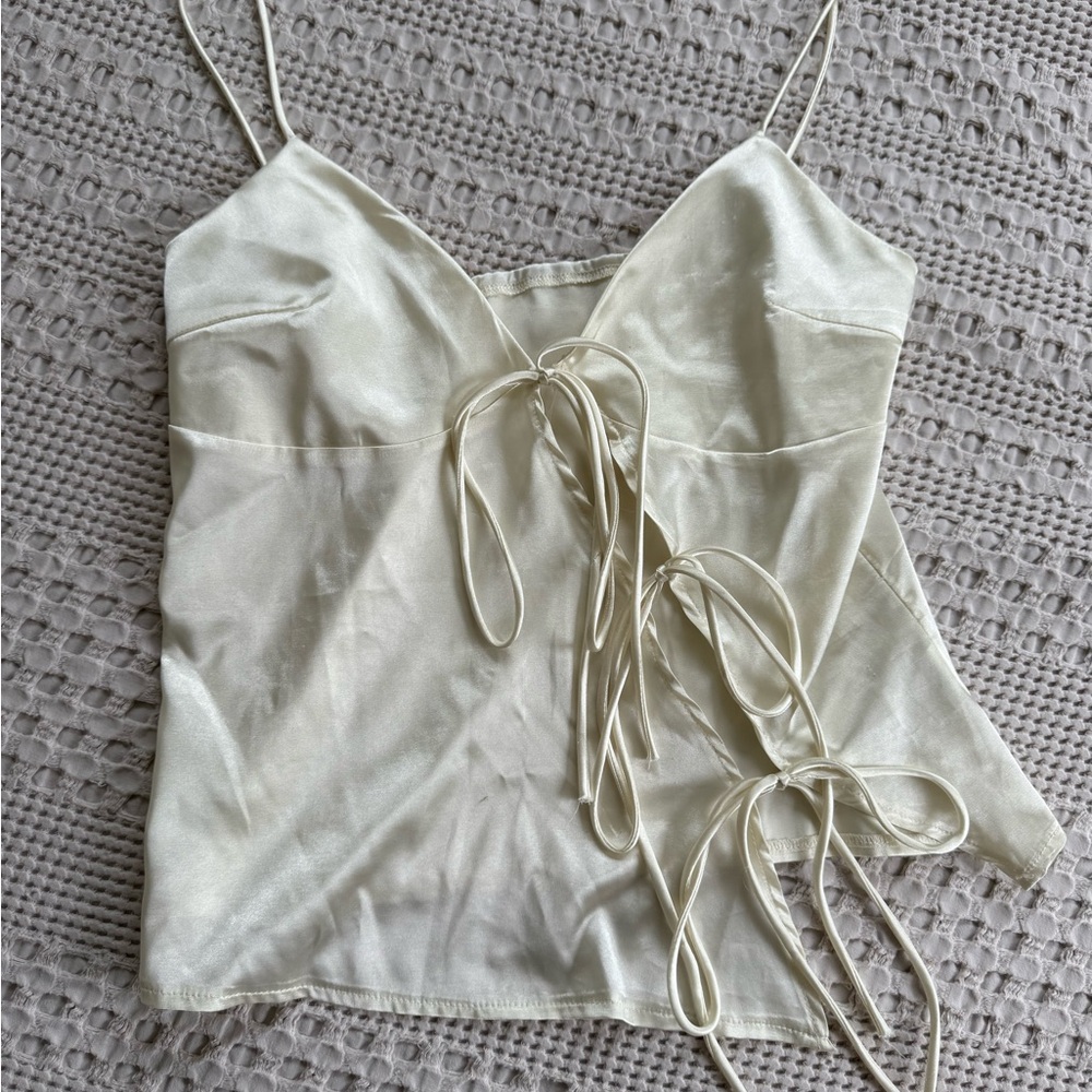Elegant Cream Satin Women's Top